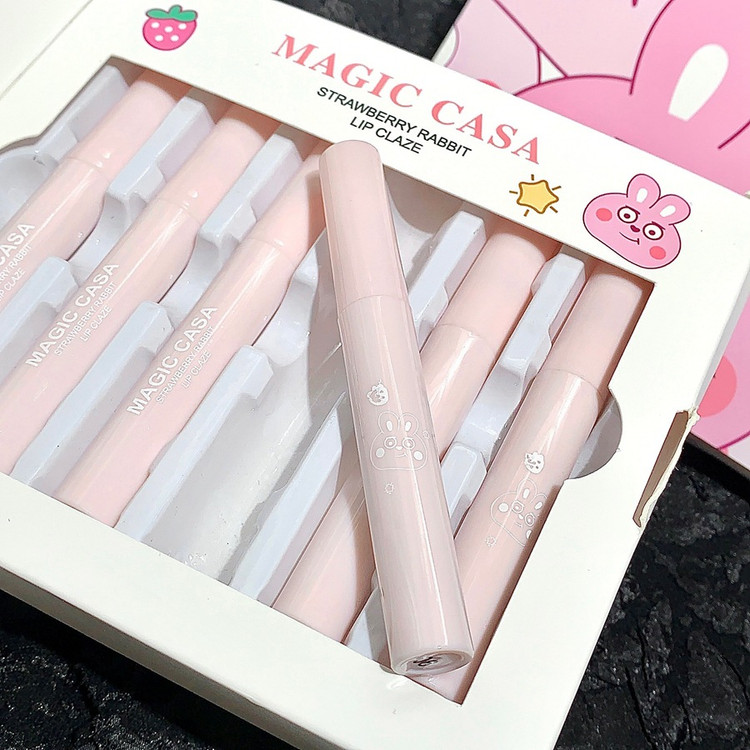 لیپ گلاس خیس خرگوش توت فرنگی رژ مایع ست شش تایی مجیک کاسا MAgic Casa