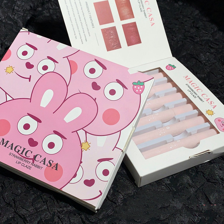 لیپ گلاس خیس خرگوش توت فرنگی رژ مایع ست شش تایی مجیک کاسا MAgic Casa
