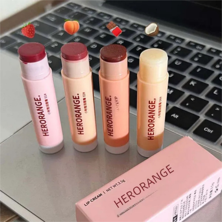 لیپ گلاس جامد رژ خیس کره ای ست 4تایی بالم لب رنگی نرم کننده لب هراورنج Herorange