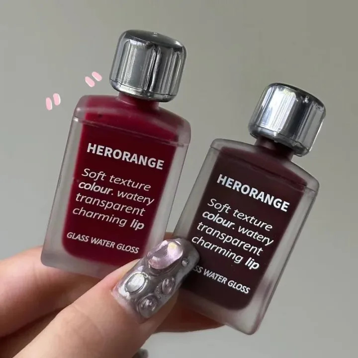 لیپ گلاس مایع رژ مایع کره ای خیس تینت لب مینی شیشه ای هراورنج Herorange