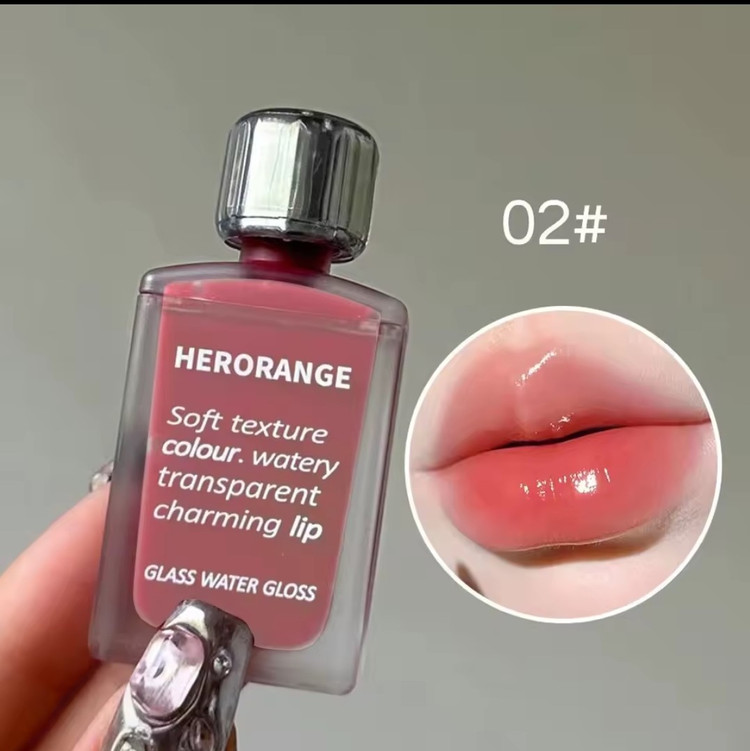 لیپ گلاس مایع رژ مایع کره ای خیس تینت لب مینی شیشه ای هراورنج Herorange