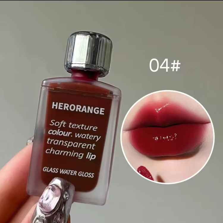 لیپ گلاس مایع رژ مایع کره ای خیس تینت لب مینی شیشه ای هراورنج Herorange